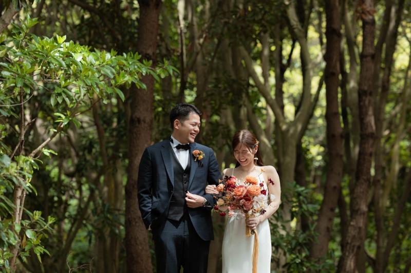 ブーケを持って