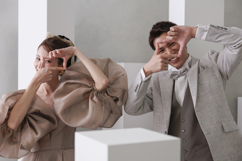 お揃いのポーズで