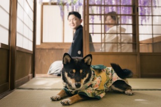 ワンちゃんと一緒に撮影♡