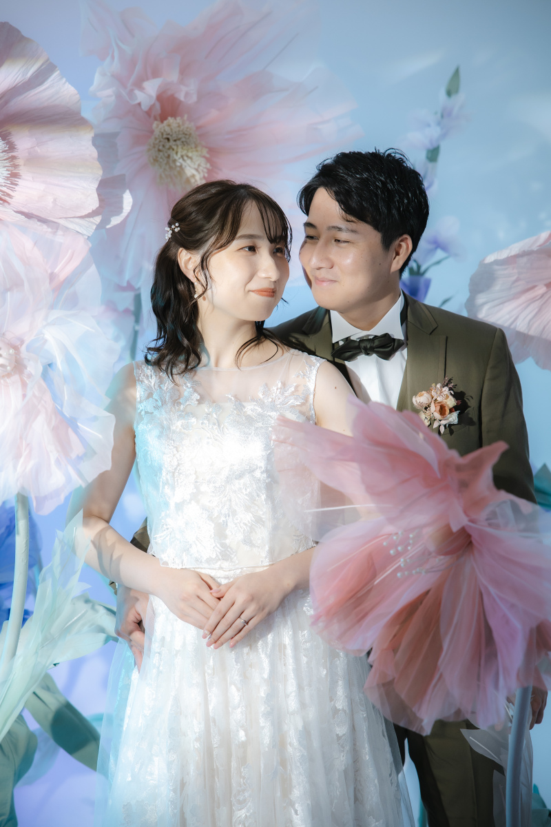 始めはお花のオブジェを使った撮影です！