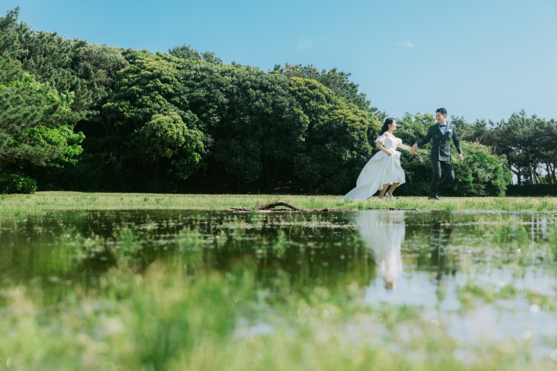 水たまりを利用して
