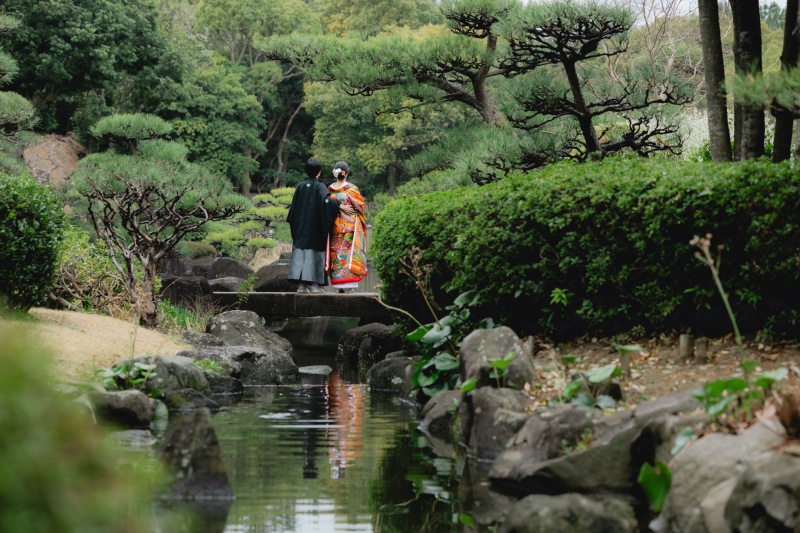 水面に映るお二人!