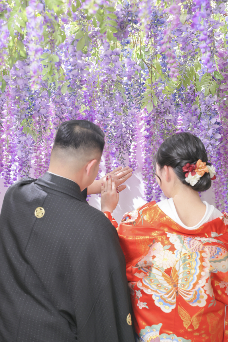 藤の花で指輪キラキラ！