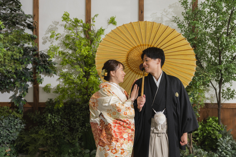 屋内庭園で和装撮影！