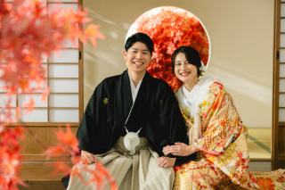 屋内庭園で2着撮影！