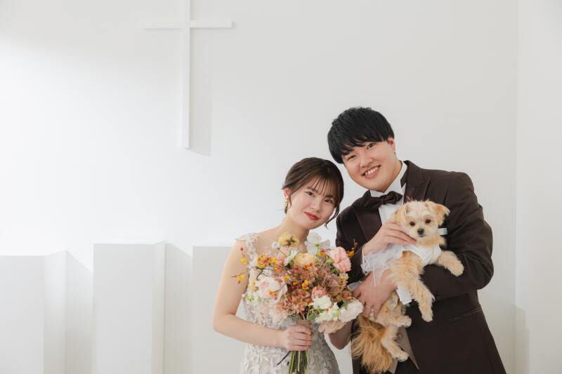 愛犬と一緒にスタジオ撮影！