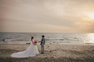 稲毛の海で夕陽撮影♩