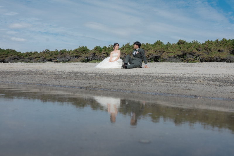 反射するお二人