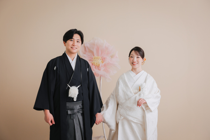 大きな花と、リラックススマイル
