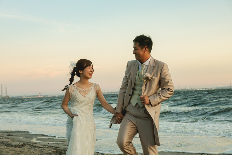 夕日に向かって！