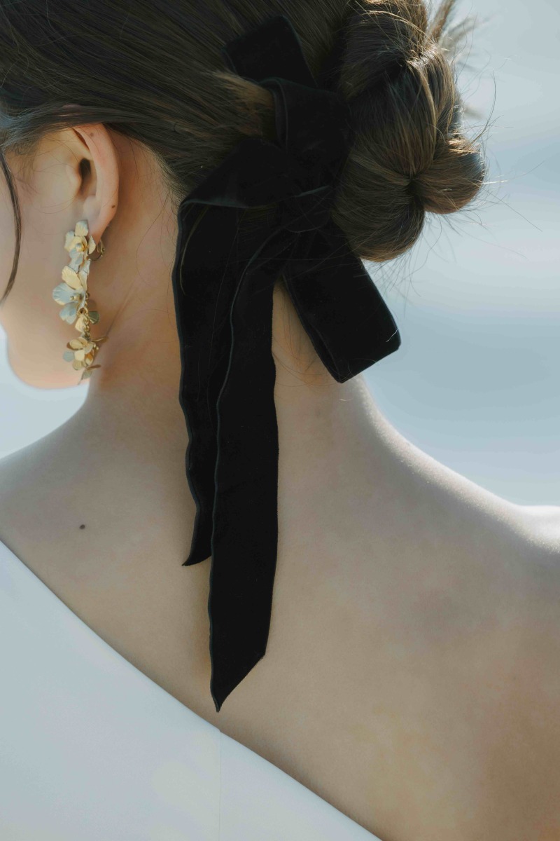 ベロアリボンにカチモリ