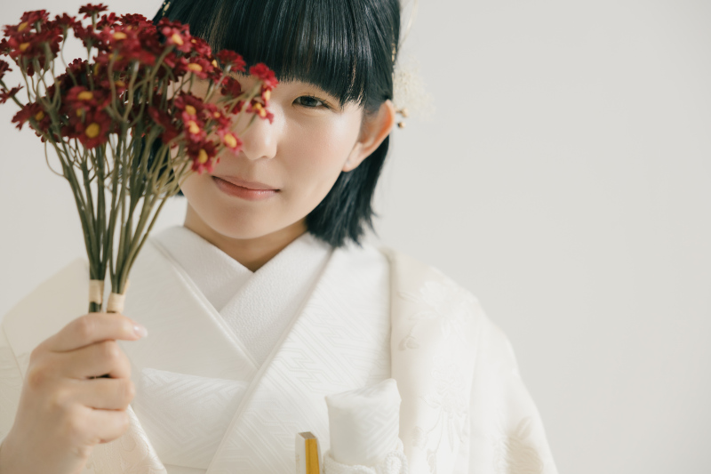 お花で顔隠し