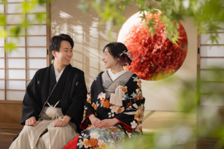 色打掛で屋内庭園スタジオ撮影！