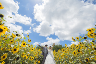 向日葵と一緒にロケ撮影！