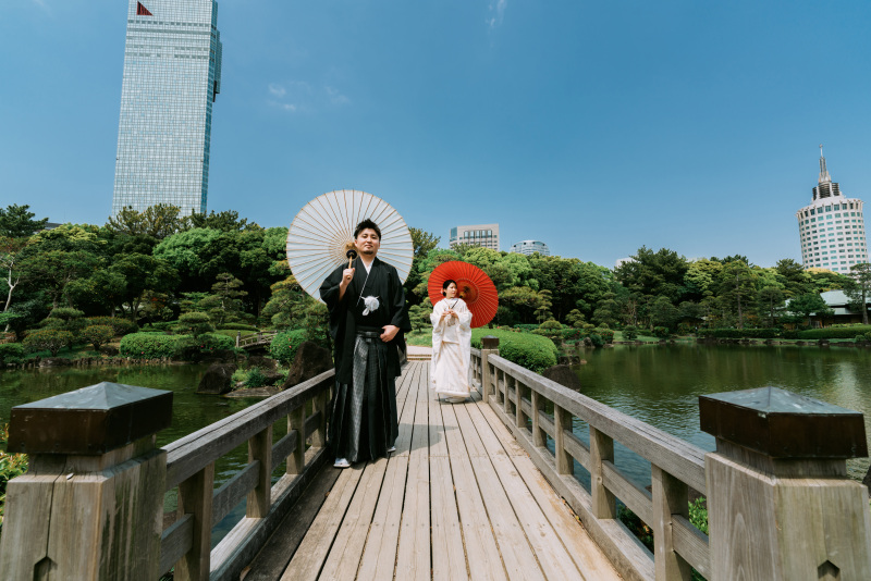 紅白傘を使ってのお写真◎