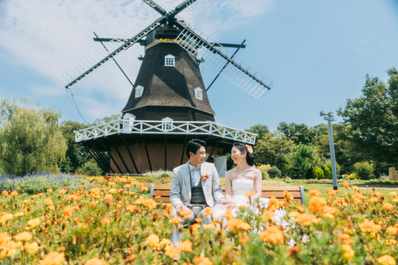 風車とお花に囲まれて♪