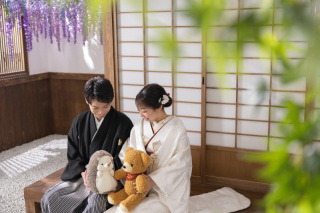 屋内庭園で和装2着撮影！