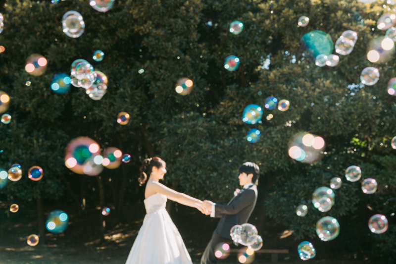 シャボン玉を使って♫