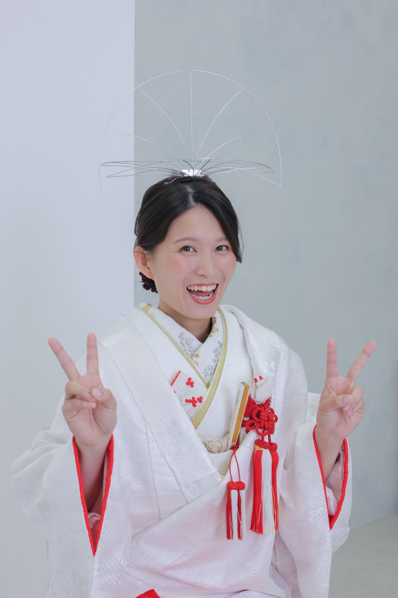 綿帽子をつける前のお茶目な一枚!