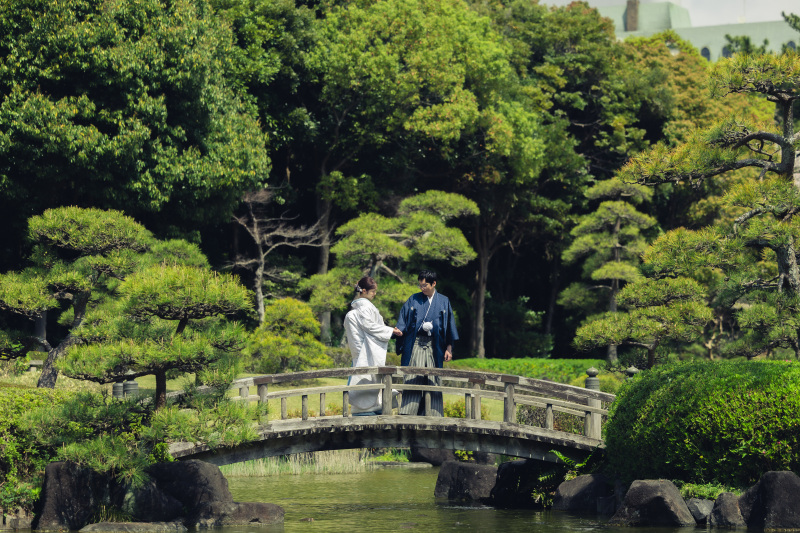 太鼓橋の上で！