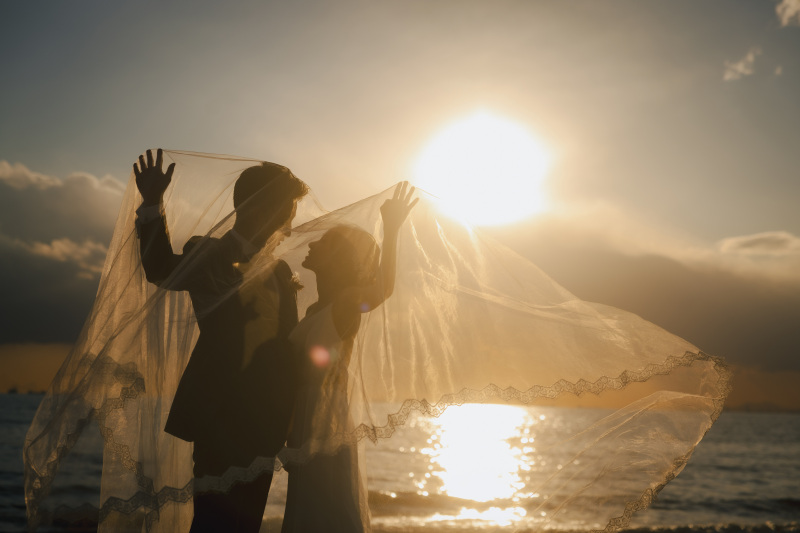 ベールを印象的に