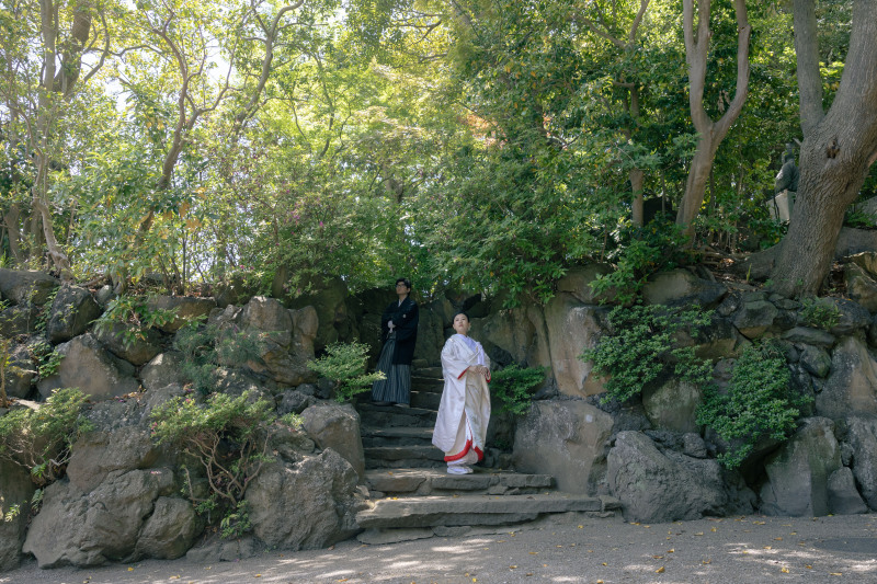 緑に囲まれた場所で