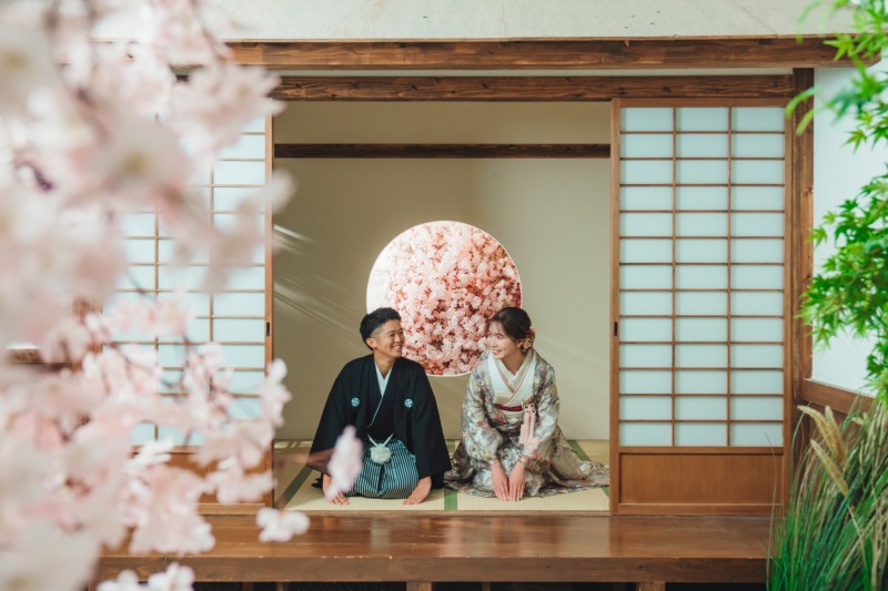 屋内庭園ならではの撮影背景