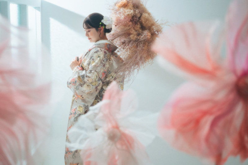 ドライフラワーの傘も当店ならでは！