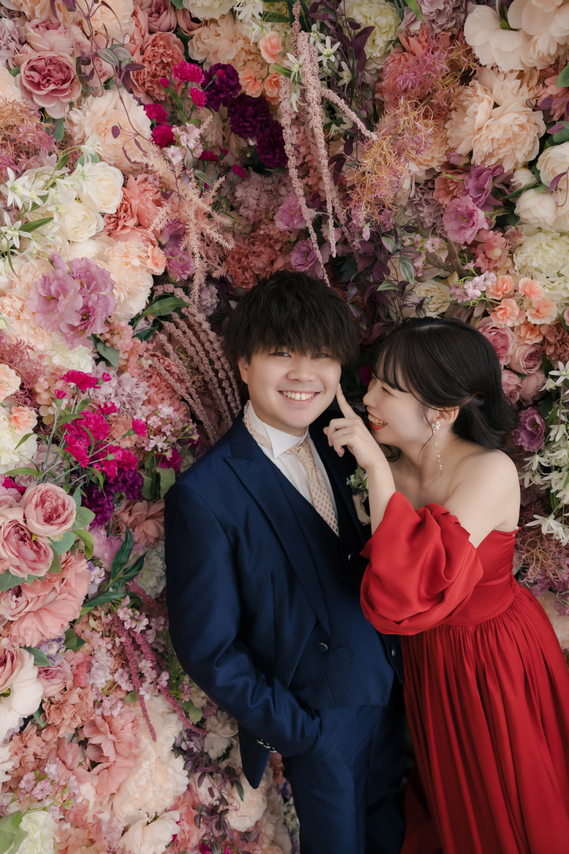 最後はお花に囲まれて！