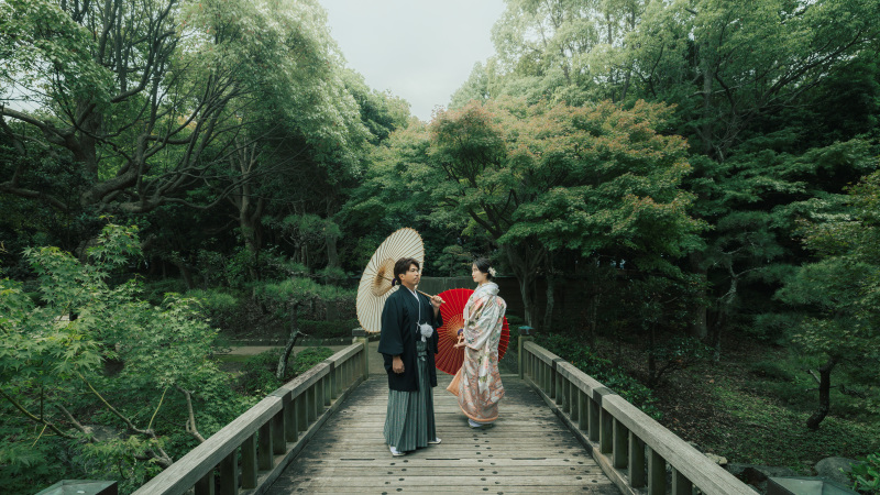 2本の傘を使って