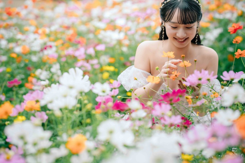 コスモス畑に囲まれて！