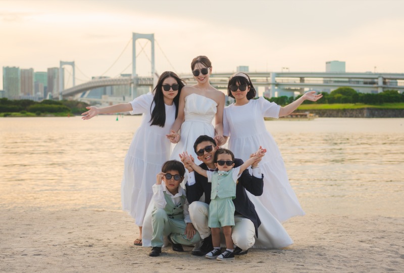 自社オリジナル着物で庭園撮影＆思い出のお台場海浜公園で撮影