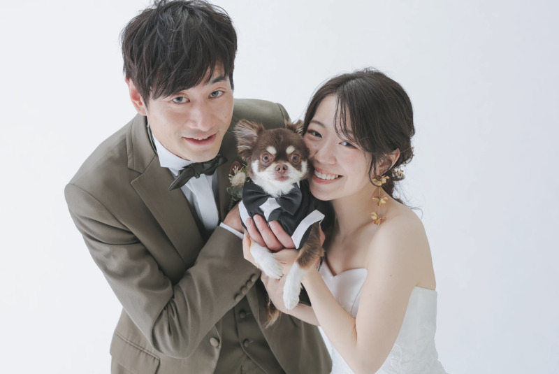 家族の一員のペットと一緒に撮影