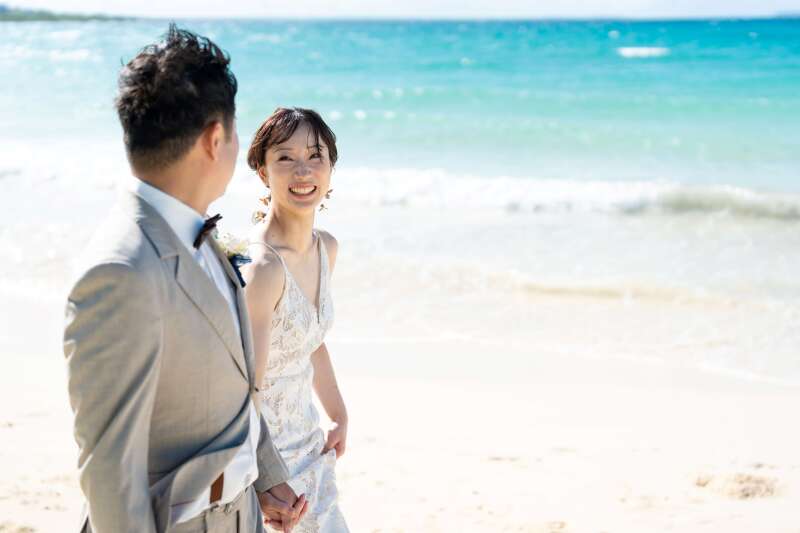 ビーチでの撮影スタート