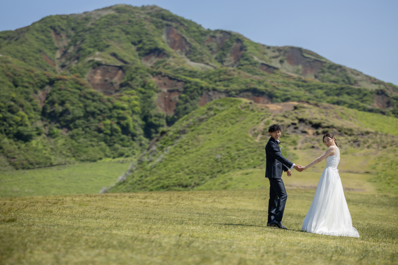 新緑の草千里ヶ浜