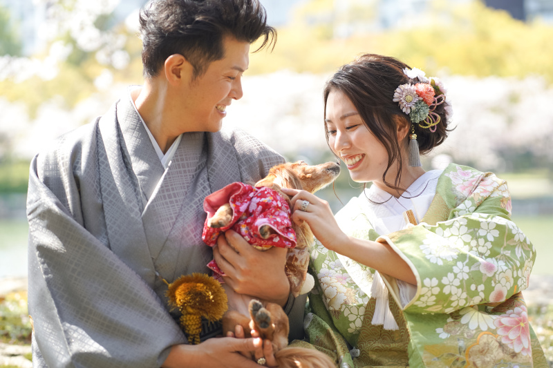 【ペットと一緒に撮影】ロケーションフォト(洋装1着+新婦ヘアメイク+全データ)
