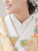 刺繍襟 桜(白地 白ｻﾔ) 