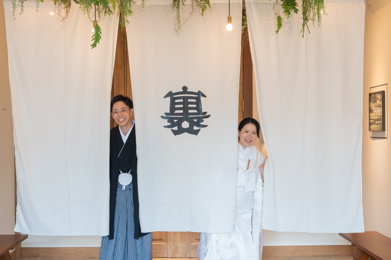 挙式前に暖簾フォト