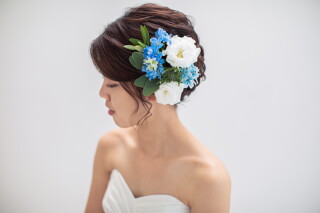 生花ヘッドピース【ビジューブルー】