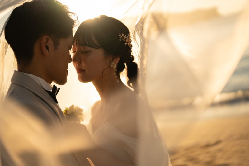 青空と夕陽のウェディング