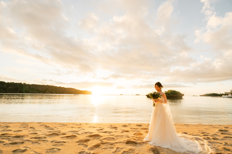 サンセット×ウェディングドレス