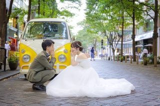 The oneday photo wedding_昼の東京駅周辺ロケ（ブリックスクエアや仲通りで上品に）
