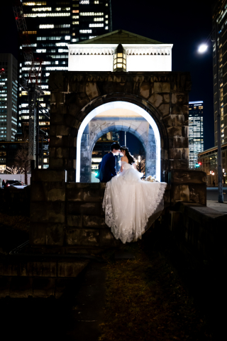 The oneday photo sweet_夜の東京駅周辺ロケ（和田倉門や明治安田生命前で夜景撮影）
