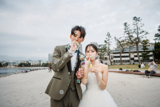 The oneday photo wedding_海ロケプラン（お台場・葛西・若洲で海と空を背景に）