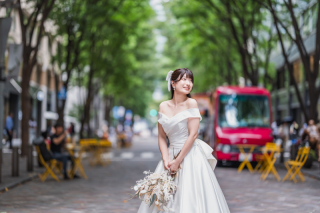 The oneday photo wedding_昼の東京駅周辺ロケ（ブリックスクエアや仲通りで上品に）