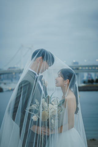 The oneday photo wedding_海ロケプラン（お台場・葛西・若洲で海と空を背景に）