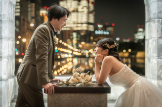 The oneday photo sweet_夜の東京駅周辺ロケ（和田倉門や明治安田生命前で夜景撮影）