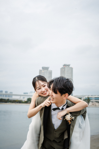 The oneday photo wedding_海ロケプラン（お台場・葛西・若洲で海と空を背景に）