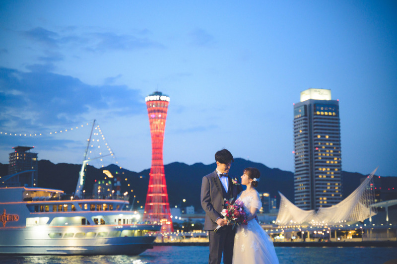 eneen wedding KOBE_夜景で撮影できる