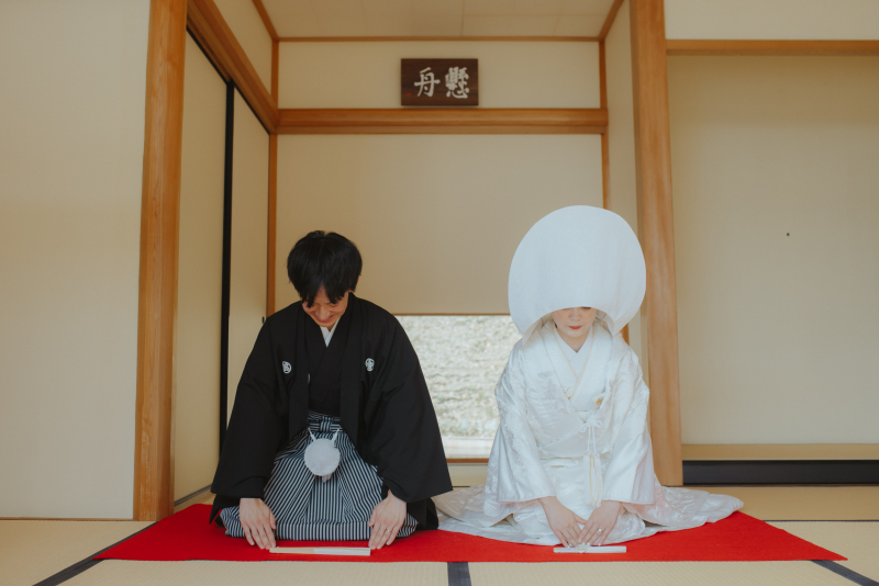 茶室で